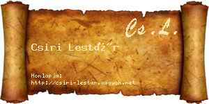 Csiri Lestár névjegykártya
